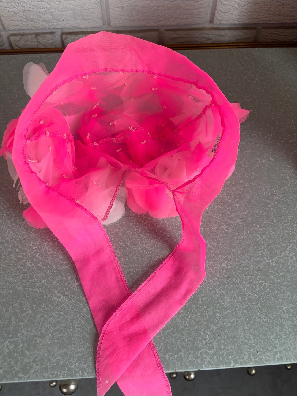 Vintage 1960s Camaga Hot Pink Nylon Petal Cap Mod Fashion Flower Power Hat - Picture 3 of 6